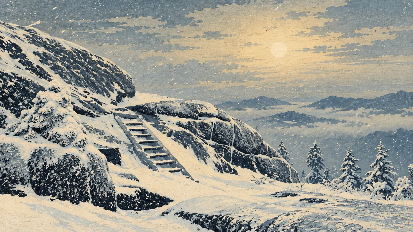 Cascade Staircase wallpaper graded for Kanagawa theme