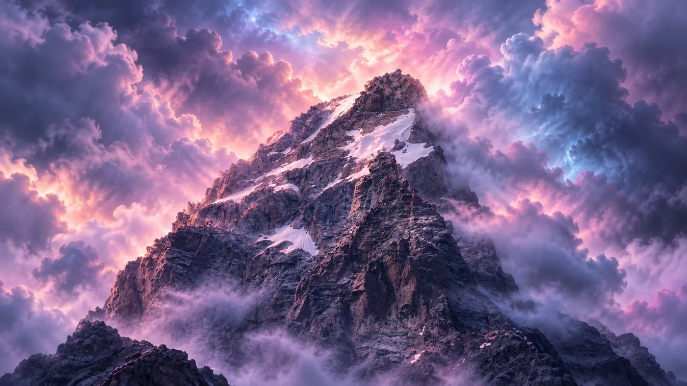 Grand Summit wallpaper graded for Catppuccin theme