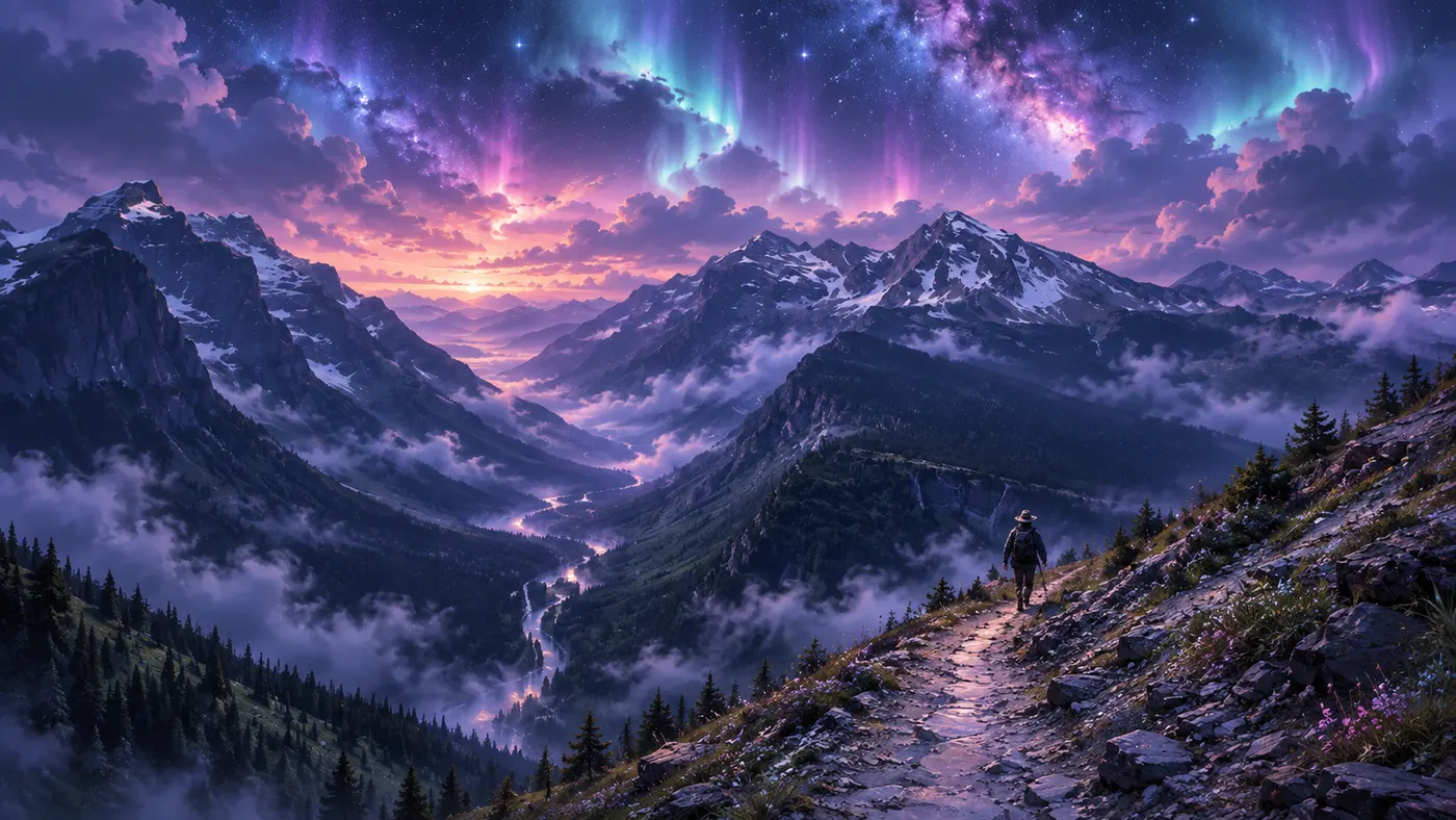 Highline Trail wallpaper graded for Aether theme