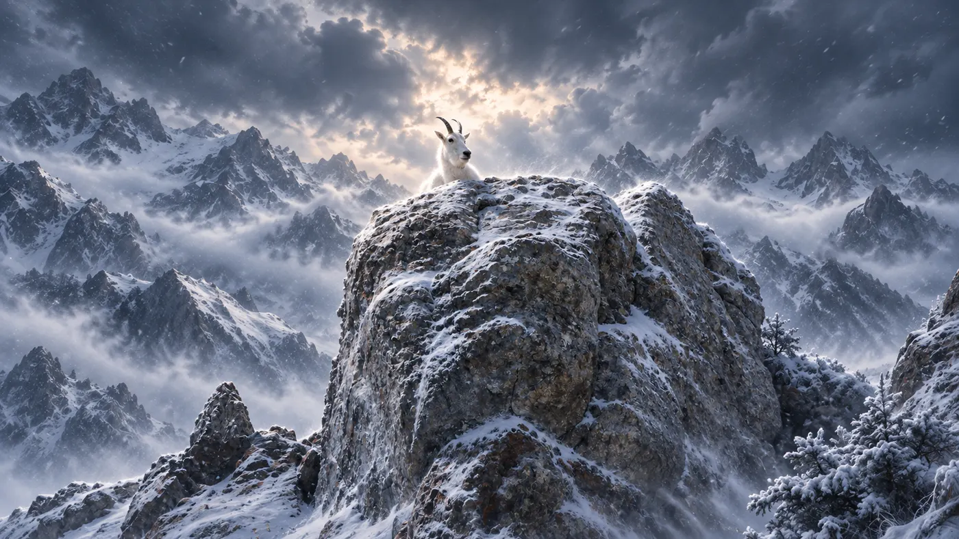 Mountain Goat wallpaper graded for Nord theme