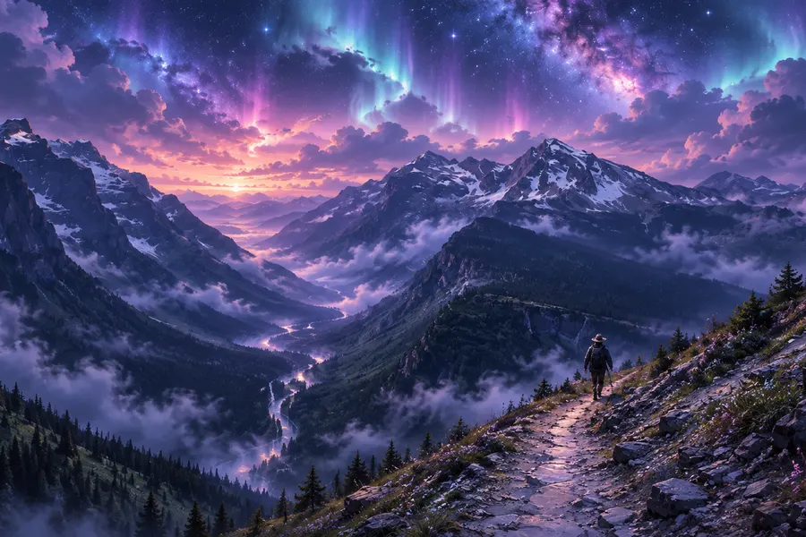 Highline Trail wallpaper graded for Aether theme