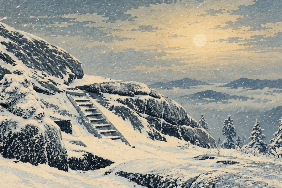 Cascade Staircase wallpaper graded for Kanagawa theme