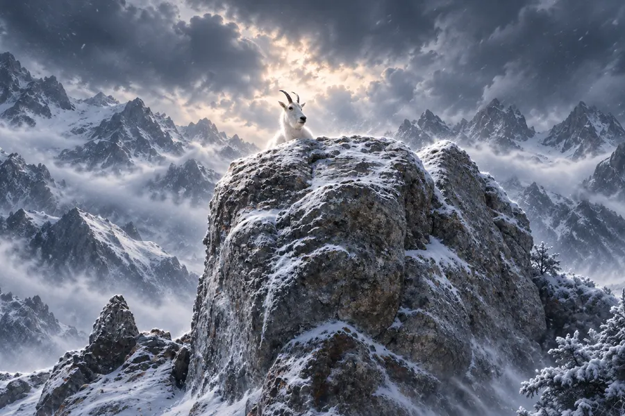 Mountain Goat wallpaper graded for Nord theme