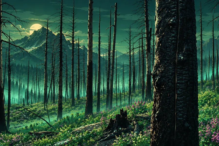 Burnt Forest wallpaper graded for Osaka Jade theme