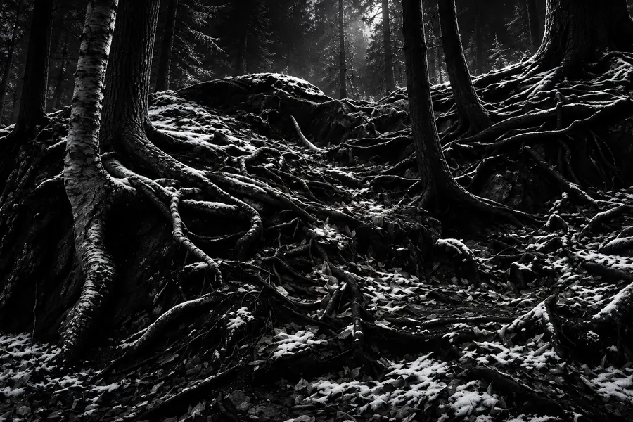 Snow and Leaves wallpaper graded for Vantablack theme